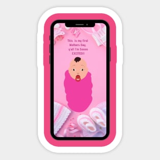 Moms First Mothers Day, Baby Girl Sticker